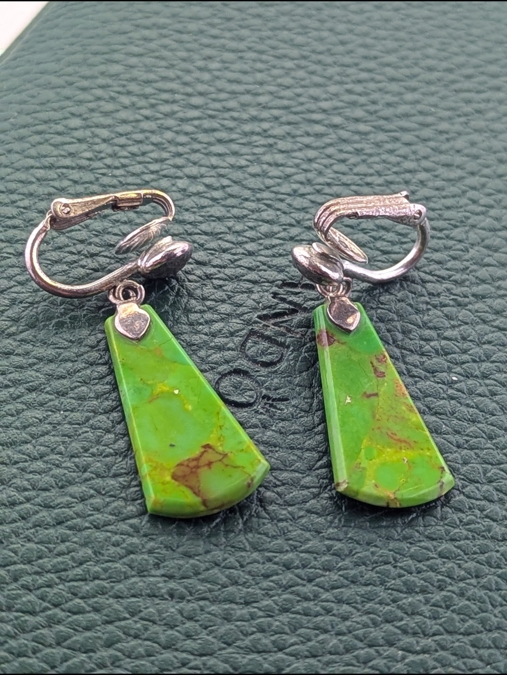 ✨ Vintage 925 Sterling Silver Bright Green Natural Turquoise ✨